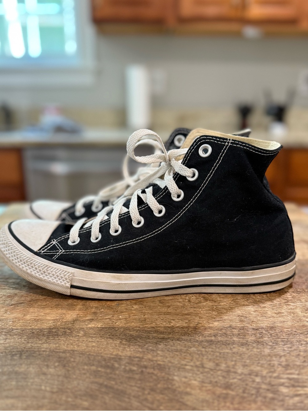 Converse Black High-Top Canvas Sneakers with White Trim M10.5/ W 12.5